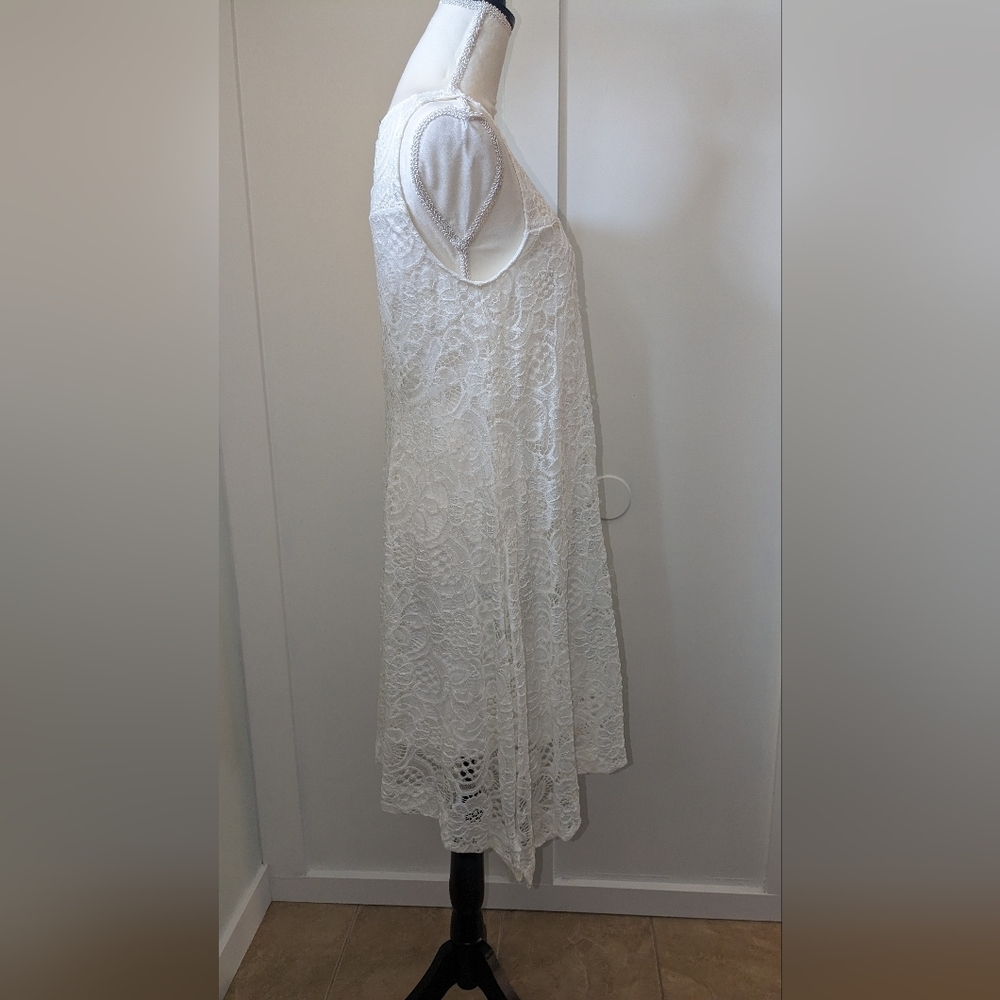 Cb Established 1962 White Lace Dress Size Medium Sleeveless Lined Midi - Picture 5 of 14